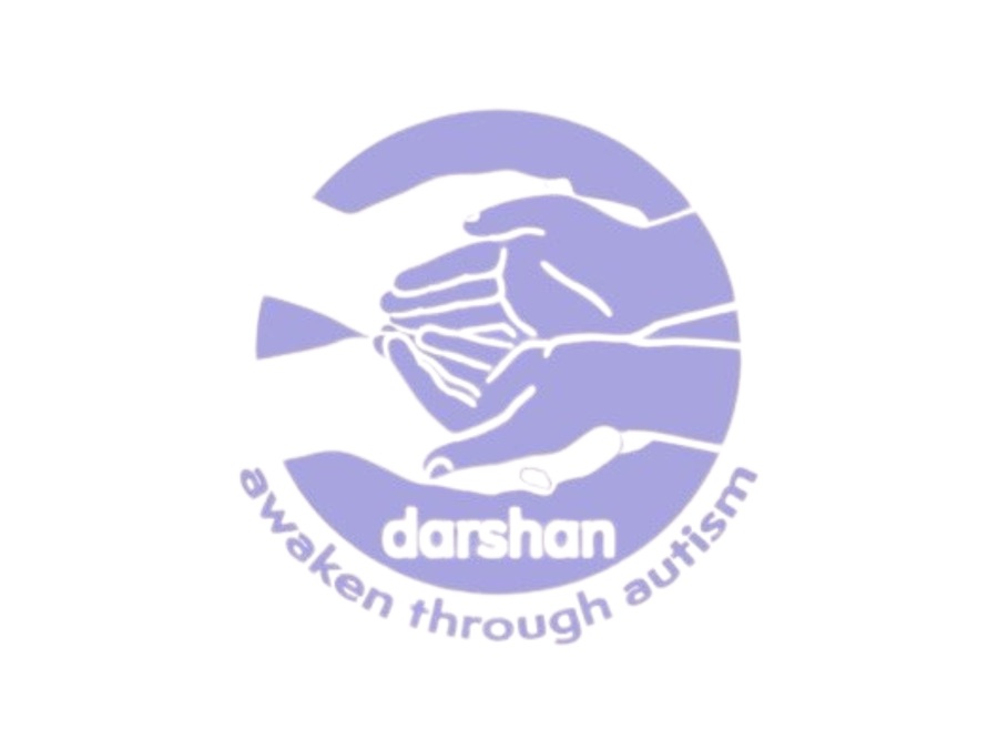 Living Darshan logo of encircled hands reading awaken through autism